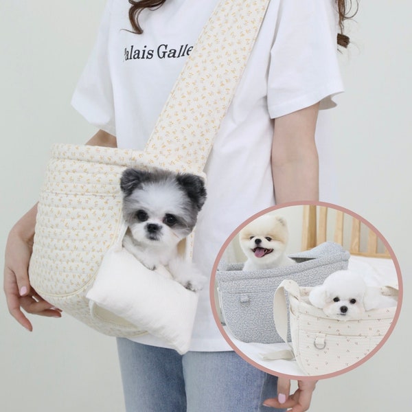 Cotton Pet Travel Carrier, 4 Colors, Two size up to 11lbs, Premium Cotton, Safety Hook, Pocket, Pet Sling Tote, Pet Out Door