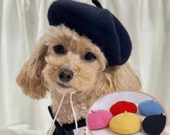 Sombrero de boina francesa, sombrero para perro, sombrero de perro, boina de perro, traje de perro, mascota al aire libre, accesorio para mascotas, moda para perros, ropa para perros, ropa para mascotas