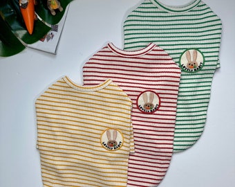 Rabbit Stripe T-Shirt, S-XL, Dog-Tee, Dog T-shirt, Dog Top, Dog Clothing, Small Dog T-shirt, Small Dog Clothes
