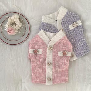 Pearl Button Tweed Jacket, S-XL, Pet Dress, Dog Luxury Dress, Small Dog Dress, Dog Outfit, NKPUP