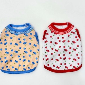 Cotton Cherry Sleeveless Top, XS-2XL, Dog-Tee, Dog T-shirt, Dog Top, Small Dog Clothes, Dog Fashion, Dog Apparel, Undershirt for Dogs