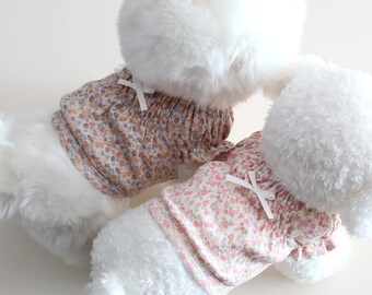 花柄クロップドブラウス、S～2XL、小型犬用服、犬用衣装、犬用