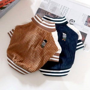Corduroy Baseball Jacket, S-XL, Pet Clothing, Dog Jacket, Small dog Clothes, Dog Fashion, Dog Apparel, Pet Clothing