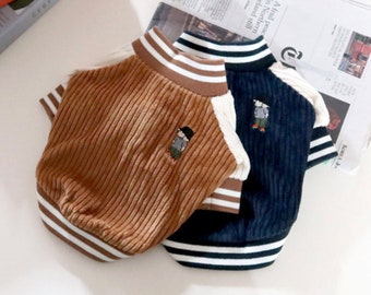 Corduroy Baseball Jacket, S-XL, Pet Clothing, Dog Jacket, Small dog Clothes, Dog Fashion, Dog Apparel, Pet Clothing