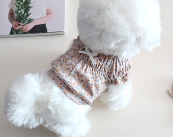花柄クロップドブラウス、S～2XL、小型犬用服、犬用衣装、犬用