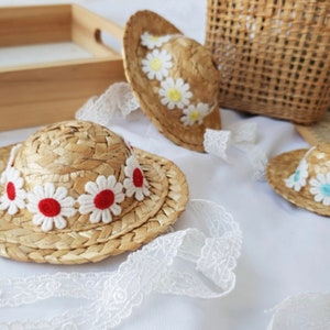 Straw Daisy Hat, S-L, Pet Outdoor Accessories, Hawaii Style, Sombrero, Pet Accessory, Dog Fashion, Dog Apparel, Pet Clothing