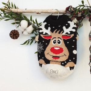 Rudolf Knit Sweater, S-2XL, Halloween dog, Dog costume, Halloween dog Shirt, Halloween Costume Dog, Pet Clothing, Dog-Tee, Dog T-shirts