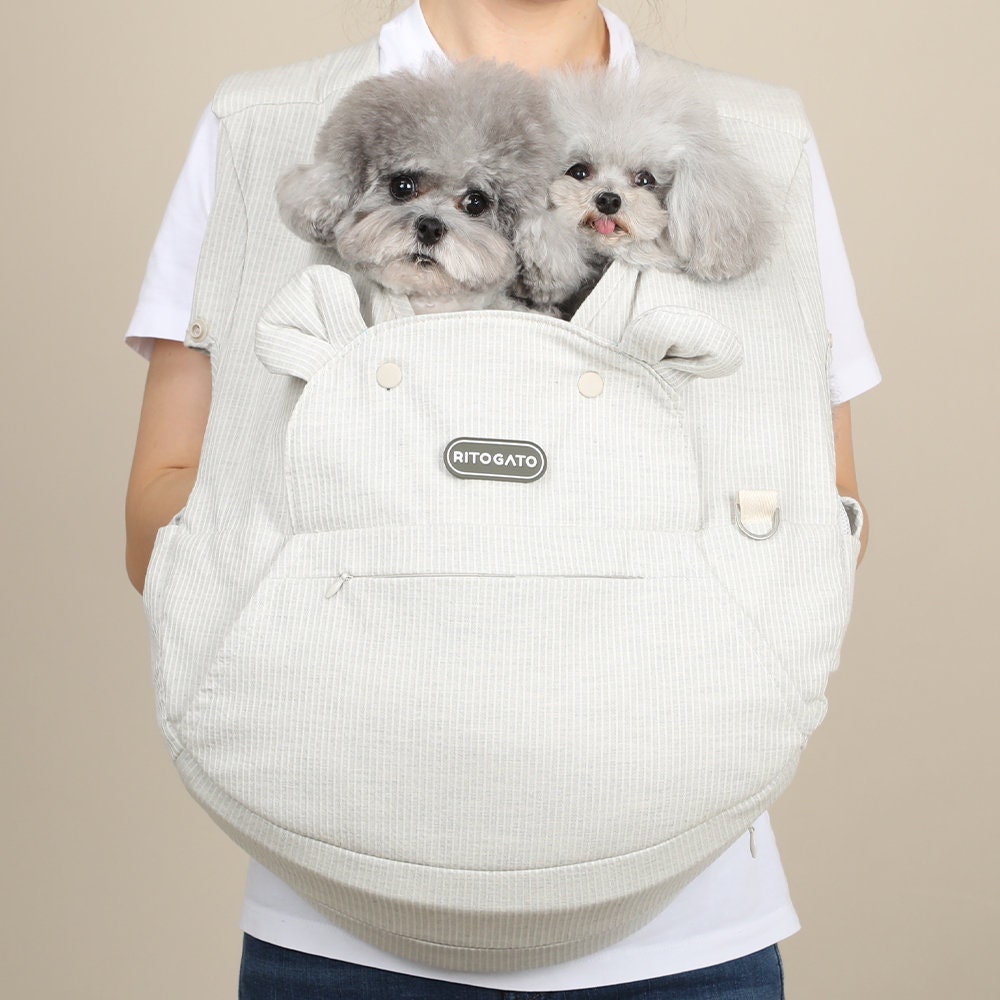 Pet Front Carrier, Cotton Linen Blend, Hands-free Dog Pouch, up to