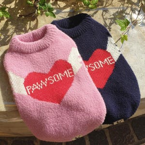Pawsome Heart Sweater, S-2XL, Small Dog Knit, Dog Sweater, Dog Winter Outfit, Small Dog Top, NKPUP