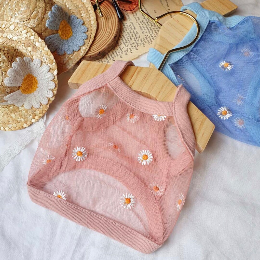 Pastel Daisy Mesh Crop Top, S-XL, Dog-shirts Dog Top, Dog