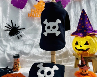Halloween Skull Dog Shirt, Holiday Costume, High Neck