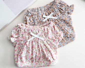花柄クロップドブラウス、S～2XL、小型犬用服、犬用衣装、犬用