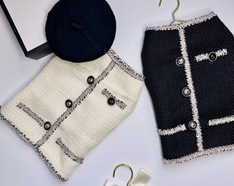 Tweed Fleece Kleid, S-XL, Kleid für kleine Hunde, Hochzeit für kleine Hunde, Hundebekleidung, Hundekleidung
