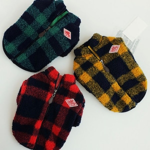 Plaid Fleece Zip-Up Sweater, S-2XL, Pet Clothing, Dog-Tee, Dog T-shirts, Dog Top, Dog Clothing, Dog Fashion, Dog Apparel