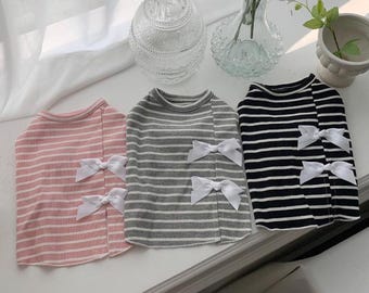 Maglietta a righe con fiocco, taglie S-XL, maglietta per cani, top per cani, abbigliamento per cani, moda per cani, intimo per cani