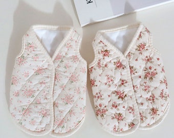 ムチャチャ　犬　花柄　ベスト 花柄フリースベスト、S～2XL、犬服、犬用セーター、犬用ベスト、犬用