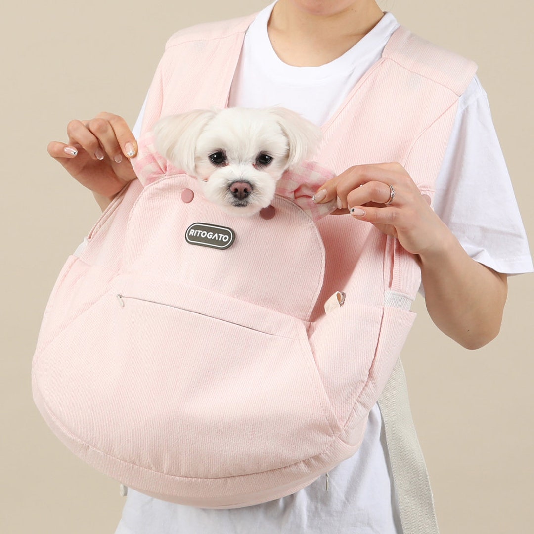 Pet Front Carrier, Cotton Linen Blend, Hands-free Dog Pouch, up to