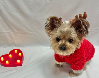 Moletom com capuz para cachorro da rena Rudolph, roupa natalina para animais de estimação, fantasia de Natal