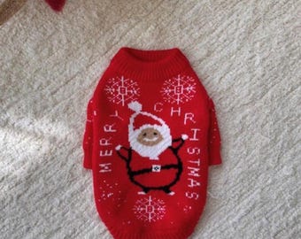 Santa Knit Dog Sweater, Merry Christmas Design, Snowflake Pattern