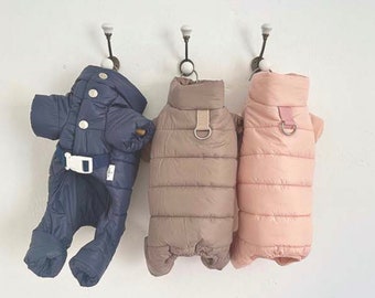 D-Ring Solid Puffer Overall, S-2XL, Pet Pants, Dog Jumpsuit, Pet Clothing, Dog Coat, Dog Winter Top, Dog Fashion, Dog Apparel, Pet Clothing