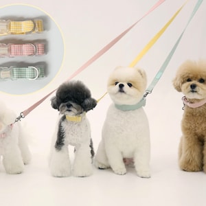 Cotton Collar Leash, 3 Colors, S, M, L, Cotton Leash, Collar Leas Set Dog Cat, Adjustable Leash