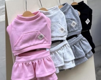 Piece Ruffle Skirt Dress Two Piece , S-2XL, Small Dog Clothes, Dog Dress, Dog Outfit, Dog Apparel, Pet Clothing, NKPUP