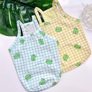 Haut à carreaux grenouille, P-XL, t-shirt en coton pour chien, t-shirt pour chien, t-shirt pour chien, haut pour chien, vêtements pour chien, vêtements pour chien, vêtements pour chien, maillot de corps pour chien