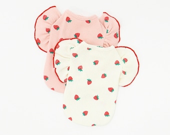 Strawberry Ribbed T-Shirt, S-XL, Pet Clothing, Small Dog Clothes, Dog Top, Dog Fashion, Dog Apparel, Pet Clothing