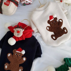 Santa Bear Fleece, S-XL, Dog-Jacket, Christmas Costume Dog, Dog T-shirt, Dog Top, Dog Clothing, Dog Fashion, Dog Apparel, Dog Fleece