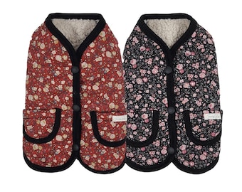 Chaleco acolchado con estampado floral de abuela, tallas S-2XL, ropa para perro, suéter, chaleco, chaqueta, atuendo de invierno, NKPUP