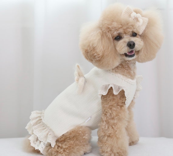 Linen Lace Dress, S-2XL, Pet Clothing, Dog Wedding, Dog-dress, Dog