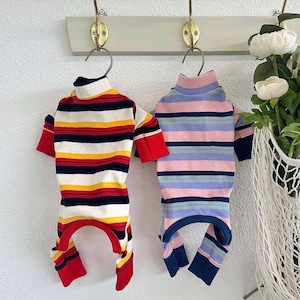 Gestreepte geribbelde overall, XS-2XL, pyjama voor huisdier, hondenjumpsuit, kleding voor huisdieren, hondenjas, hondenwintertop, hondenmode, hondenkleding, kleding voor huisdieren