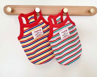 Top a coste a righe, taglie XS-2XL, senza maniche per cani, maglietta per cani, top per cani, abbigliamento per cani, moda per cani, intimo per cani
