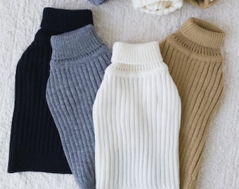 小型犬用タートルネック 無地タートルネックトップ、S-XL、ペット服、ペットウェア、犬用T