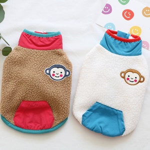 Chaqueta de forro polar Monkey, tallas S-2XL, ropa para mascotas, chaqueta para perros, forro polar para perros, top de invierno para perros, ropa para perros, moda para perros, prendas para mascotas