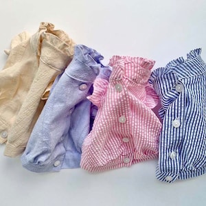 Frilled Linen Blouse, XS-XL, Dog Summer Blouse, Dog T-shirt, Dog Top, Dog Clothes, Dog Apparel, Small Dog Shirts