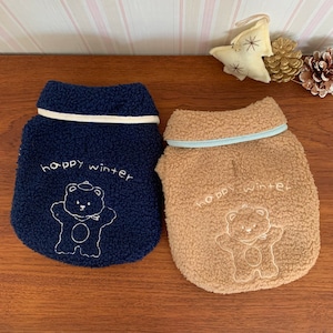 Happy Winter Fleece Coat, S-XL, Pet Clothing, Dog-Hoodie Dog Jacket, Dog Fashion, Dog Apparel, Pet Clothing