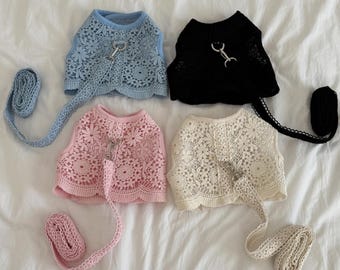 Lace Harness Dress w/Leash Set, S-XL, Small Dog Harness, Dog Harness Wear, Dog Walk, Dog Outdoor, Harness Cloth