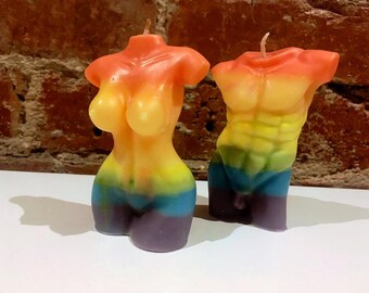 Sexy Body Candle, Handmade Rainbow Body Candle, Gift For LGBTQ, Female Body Candle, Male Body Candle,  Scented Candle, Handmade Body Candle