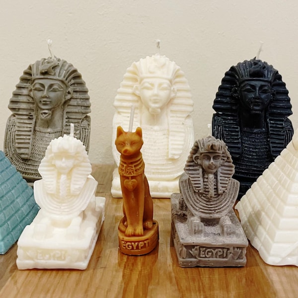 Egyptian Pyramid Soy Wax Candle: Tutankhamun, Sphinx, Home Decor