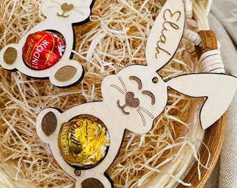 Conejo de Pascua personalizado | Pascua | Decoración | Adorno de Pascua | Decoración para árbol con chocolate | Regalo de Pascua | Nombre | Personalizado