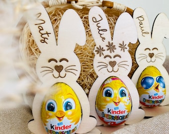 Conejito de madera para huevos Kinder Sorpresa | Regalo de Pascua DIY | Regalo de Pascua | Huevo sorpresa | Regalo de Pascua personalizado