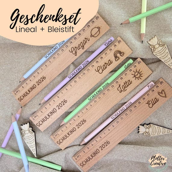 Geschenk zur Einschulung | Lineal personalisiert I Schulanfang I Schultüte Junge I Schultüte Mädchen I Holzlineal personalisiert I Schulkind