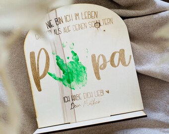 Regalo del día del padre | Huella de mano I Regalo para papá I Regalo láser de madera personalizado I Cumpleaños