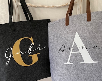 BOLSO DE FIELTRO | Bolso de fieltro personalizado Nombre inicial | Bolsa de mercado | regalo | Regalos personalizados | bolsa de la compra