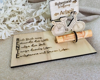 Regalo en efectivo para la jubilación | Regalo para la pensión | Regalo para la jubilación | Regalo personalizado con grabado