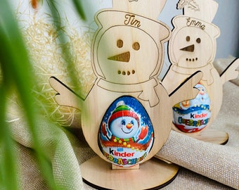 Muñeco de nieve Ü-Huevo de madera | Regalo de Navidad I Muñeco de nieve personalizado