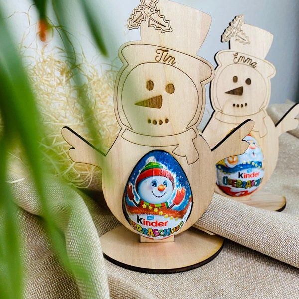 Schneemann Ü-Ei aus Holz | Weihnachtsgeschenk I Schneemann personalisiert