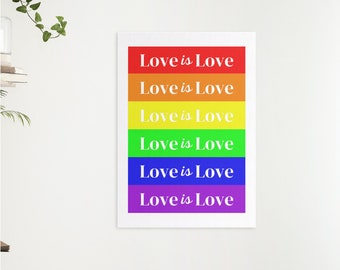 Love is Love LGBTQ+ Pride Poster | Human Rights Equal Love Printable Art | Wall Art Home Decor | Digital Download