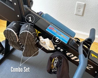 Water bottle & towel + Shoe / Headphone holder Combo Set for Concept2® Rower / RowErg® with a spot for Recording Your Split times